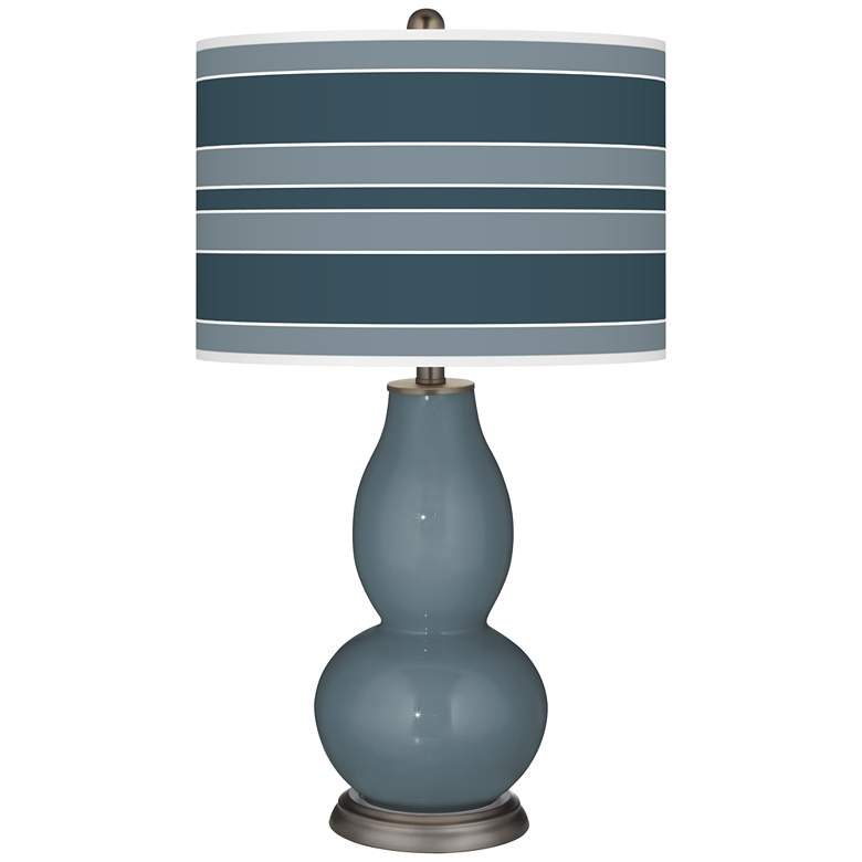 Image 1 Smoky Blue Bold Stripe Double Gourd Table Lamp