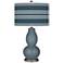 Smoky Blue Bold Stripe Double Gourd Table Lamp