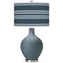 Smoky Blue Bold Stripe Ovo Glass Table Lamp