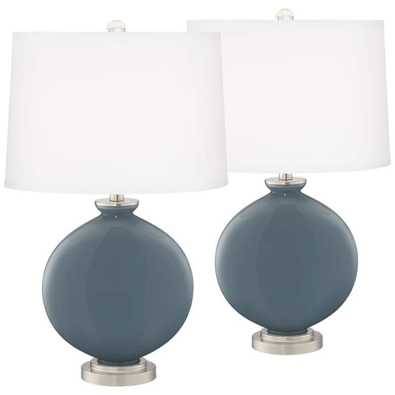 Image 2 Smoky Blue Carrie Table Lamp Set of 2 with Dimmers