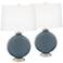 Smoky Blue Carrie Table Lamp Set of 2 with Dimmers