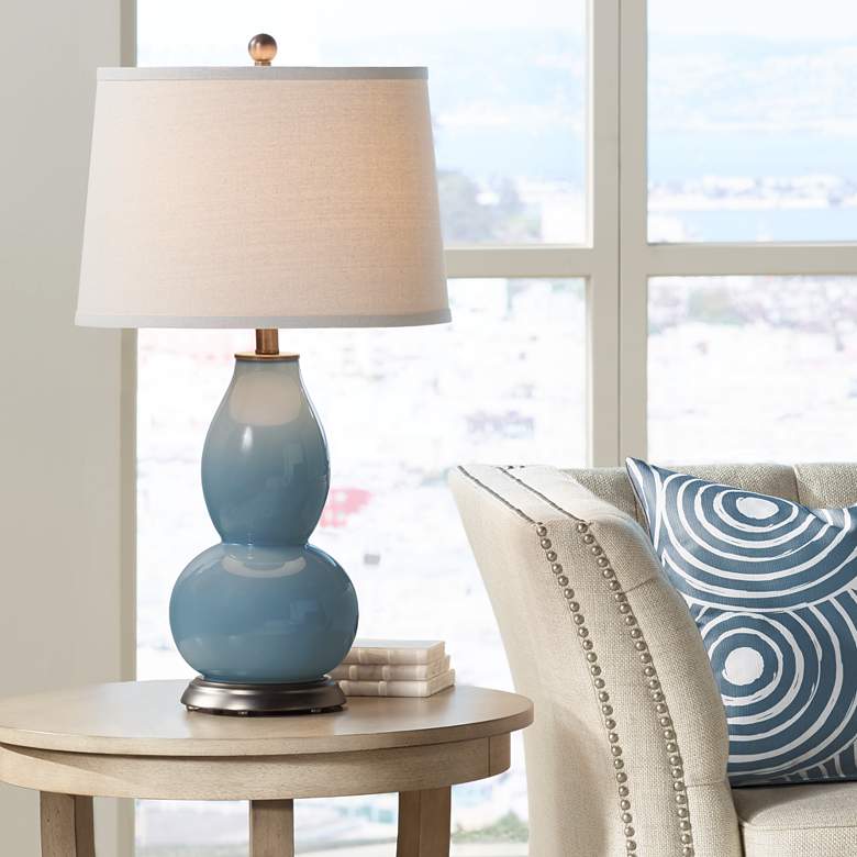 Smoky Blue Double Gourd Table Lamp