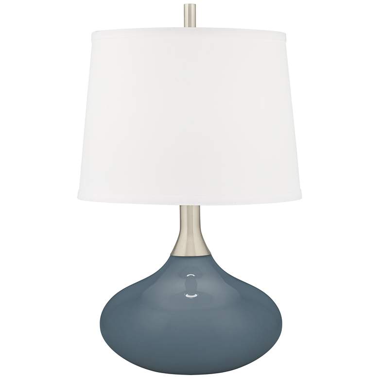 Image 2 Smoky Blue Felix Modern Table Lamp with Table Top Dimmer