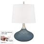Smoky Blue Felix Modern Table Lamp with Table Top Dimmer