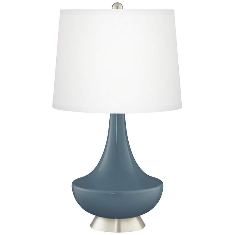 Image 2 Smoky Blue Gillan Glass Table Lamp with Dimmer