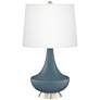 Smoky Blue Gillan Glass Table Lamp with Dimmer