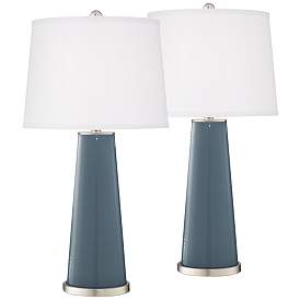 Image2 of Smoky Blue Leo Table Lamp Set of 2 with Dimmers