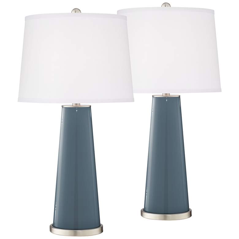 Image 2 Smoky Blue Leo Table Lamp Set of 2 with Dimmers