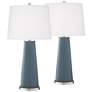 Smoky Blue Leo Table Lamp Set of 2 with Dimmers