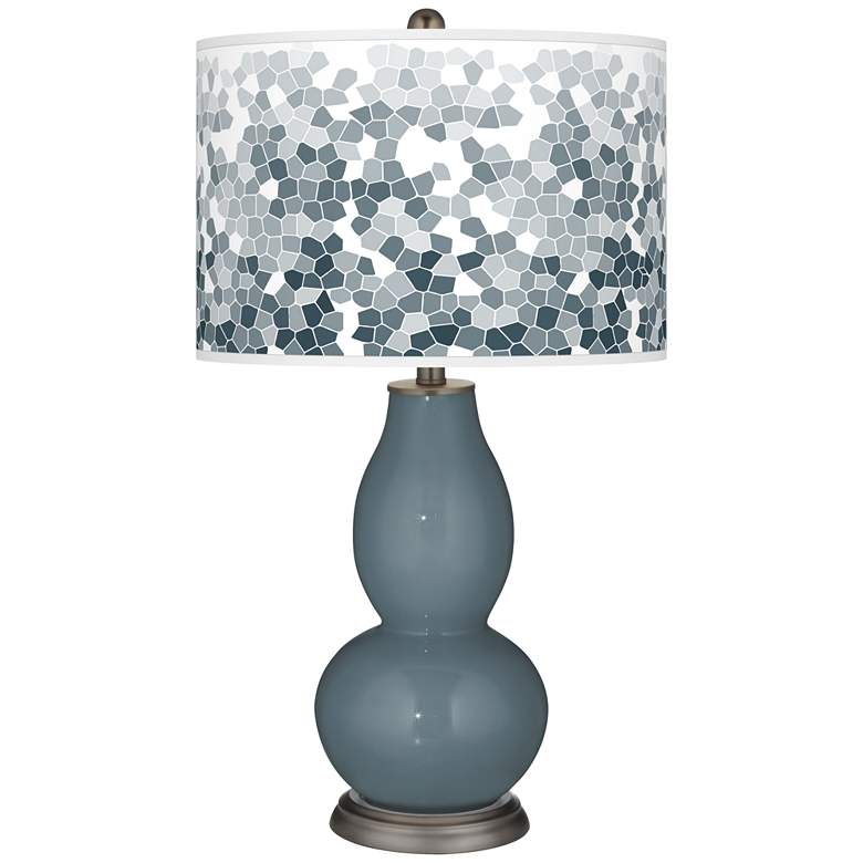 Image 1 Smoky Blue Mosaic Giclee Double Gourd Table Lamp