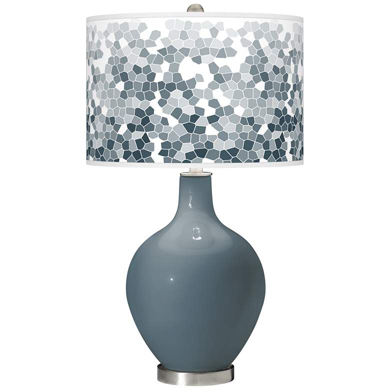 Image 1 Smoky Blue Mosaic Giclee Ovo Table Lamp