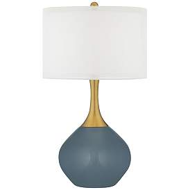 Image1 of Smoky Blue Nickki Brass Modern Table Lamp