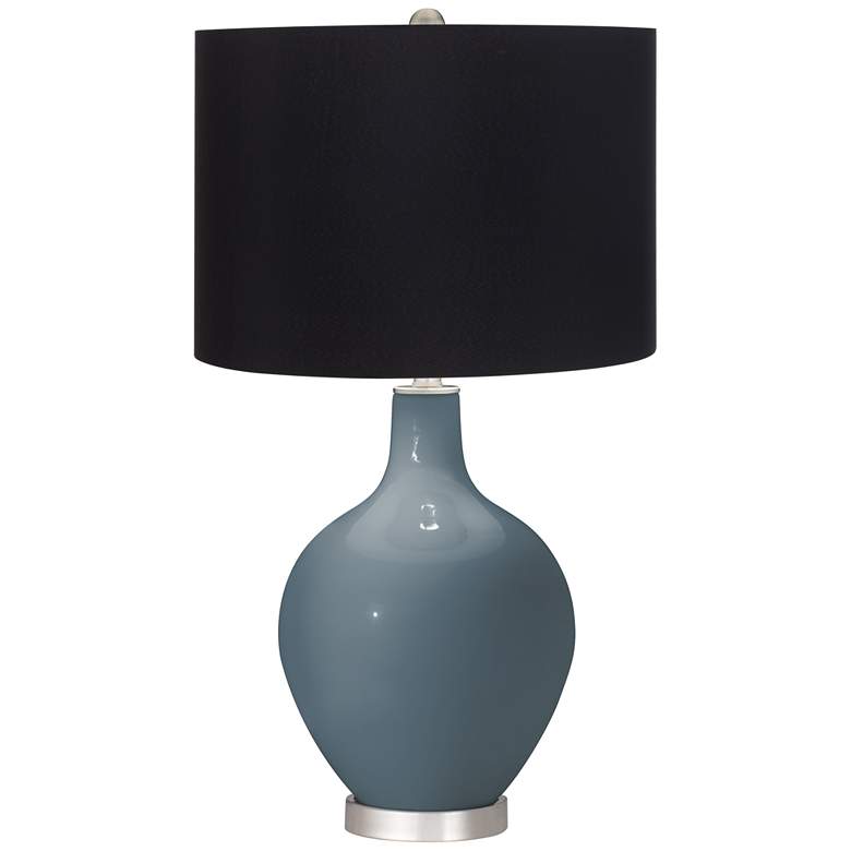 Smoky Blue Ovo Table Lamp with Black Shade