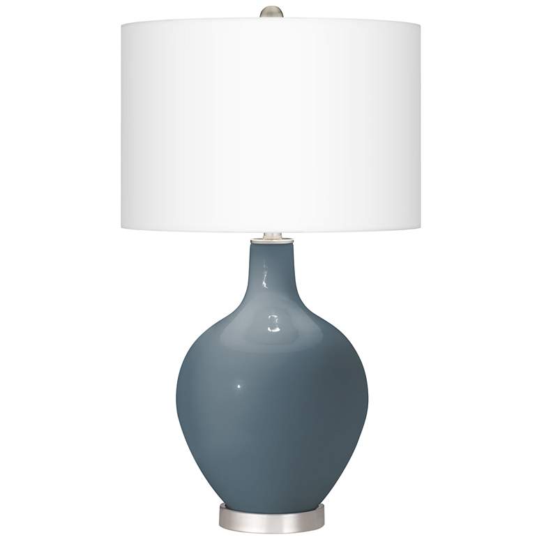 Image 2 Smoky Blue Ovo Table Lamp With Dimmer