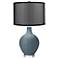 Smoky Blue Ovo Table Lamp with Organza Black Shade