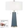 Smoky Blue Peggy Glass Table Lamp With Dimmer
