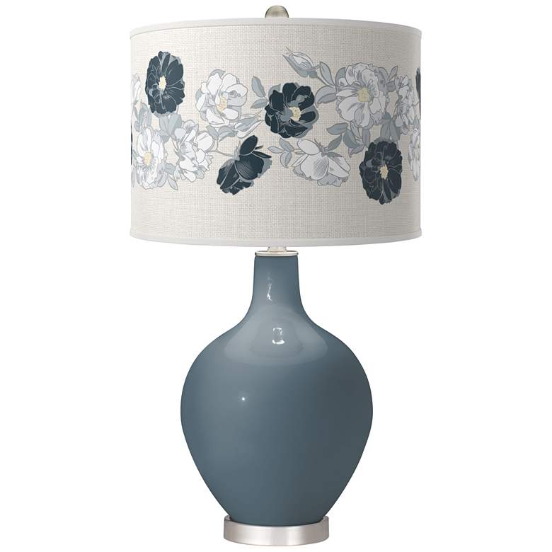 Image 1 Smoky Blue Rose Bouquet Ovo Table Lamp