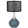 Smoky Blue Spencer Table Lamp with Organza Black Shade