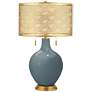 Smoky Blue Toby Brass Metal Shade Table Lamp