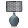 Smoky Blue Toby Table Lamp With Black Metal Shade