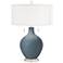 Smoky Blue Toby Table Lamp with Dimmer