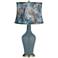 Smoky Blue Velvet Palm Shade Anya Table Lamp