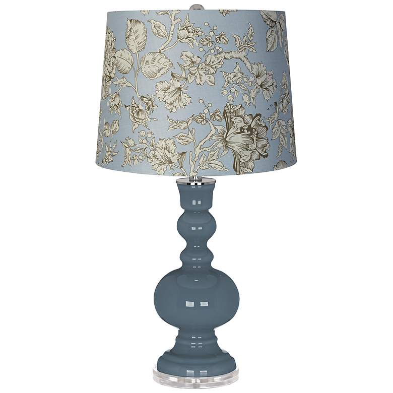 Image 1 Smoky Blue Vintage Floral Shade Apothecary Table Lamp