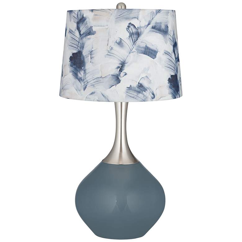 Image 1 Smoky Blue Watercolor Palm Shade Spencer Table Lamp