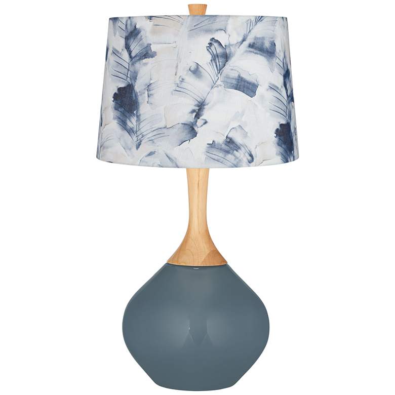 Image 1 Smoky Blue Watercolor Palm Shade Wexler Table Lamp