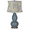 Smoky Blue Wedgewood Floral Shade Double Gourd Table Lamp