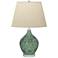 Smoky Olive Leaves Hand-Painted Green Porcelain Table Lamp