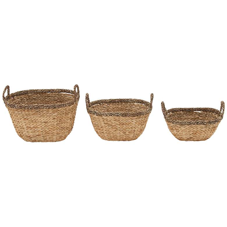 Image 1 Smooth 2-Tone Flatsedge Seagrass 3-Piece Woven Basket Set