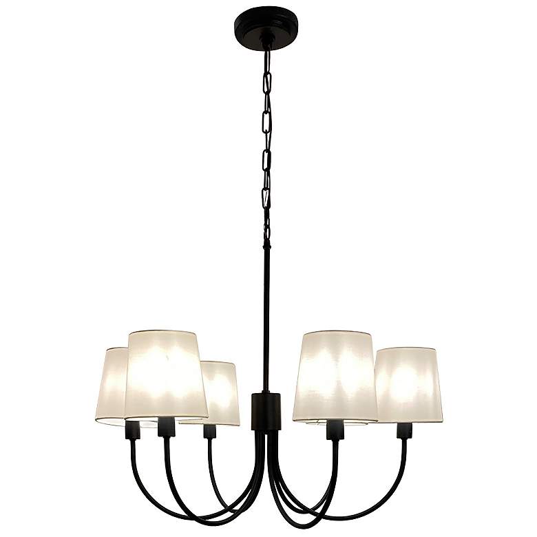 Image 1 Smyrna 26.77 inch Wide 6-Light Black Chandelier With White Shades