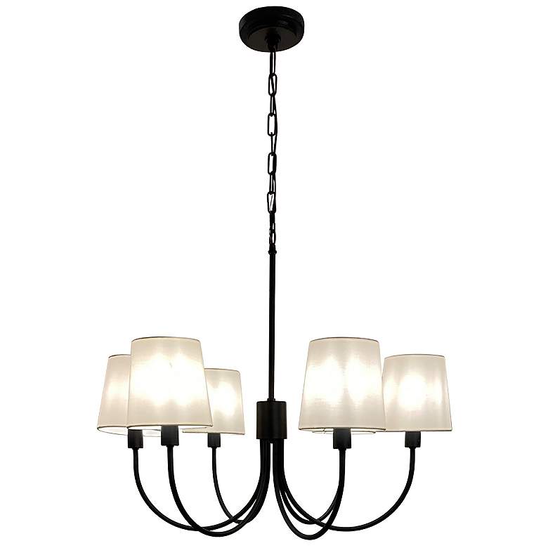 Image 1 Smyrna 26.77" Wide 6-Light Black Chandelier With White Shades