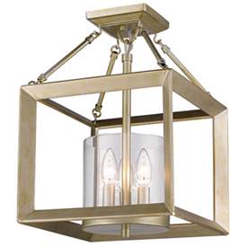 Image1 of Smyth 11 3/4" Wide 3-Light Semi-Flush in White Gold with Clear Glass