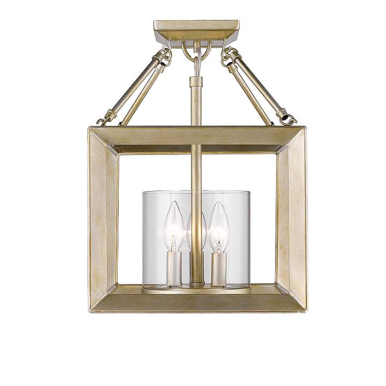 Image 4 Smyth 11 3/4" Wide 3-Light Semi-Flush in White Gold with Clear Glass more views
