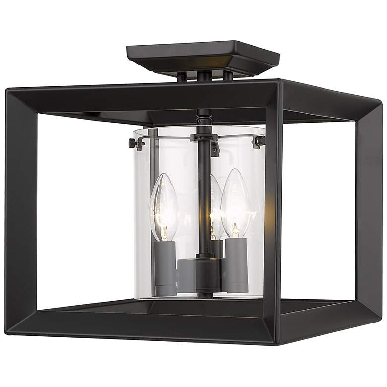 Image 4 Smyth 12" Wide Matte Black 3-Light Square Ceiling Light more views