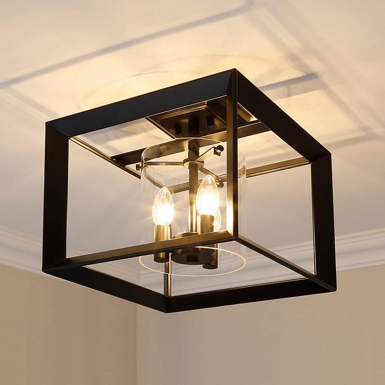 Image 5 Smyth 12" Wide Matte Black 3-Light Square Ceiling Light more views