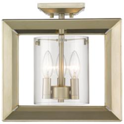 Smyth 12&quot; Wide White Gold 3-Light Semi-Flush With Clear Glass