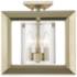Smyth 12" Wide White Gold 3-Light Semi-Flush With Clear Glass