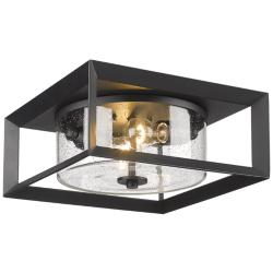 Smyth 13 1/4&quot; Wide Natural Black Seeded Glass Outdoor Ceiling Light