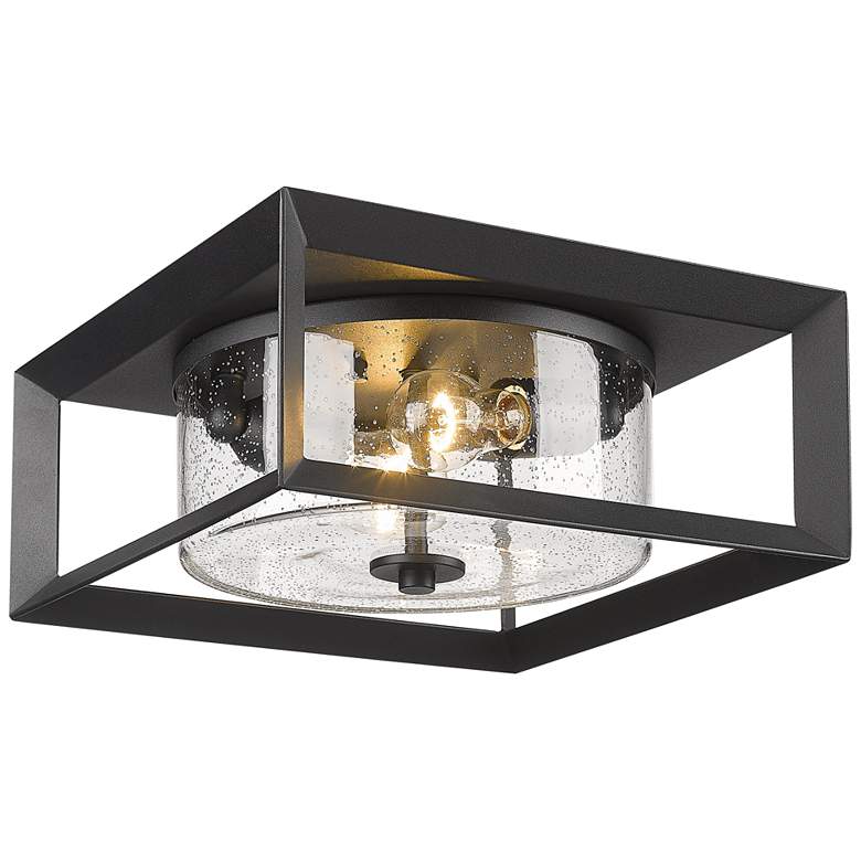 Image 3 Smyth 13 1/4 inch Wide Natural Black Seeded Glass Outdoor Ceiling Light