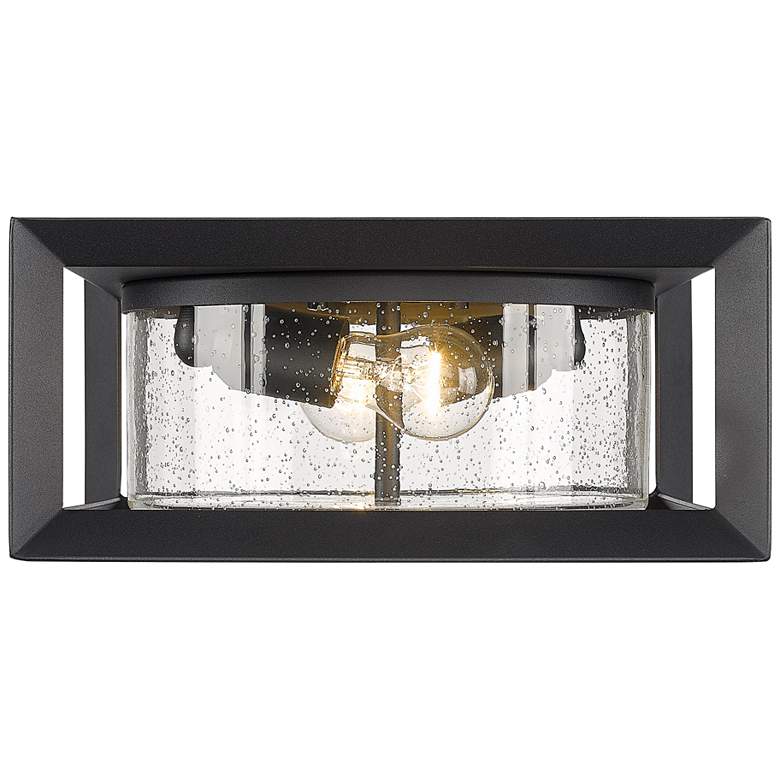 Image 4 Smyth 13 1/4" Wide Natural Black Seeded Glass Outdoor Ceiling Light more views