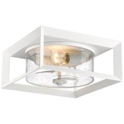 Smyth 13 1/4&quot; Wide Outdoor Flush Mount in Natural White with Seeded Gl