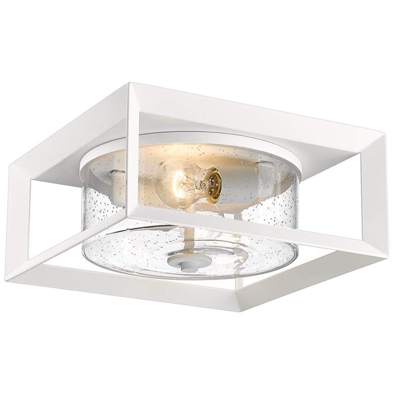 Image 1 Smyth 13 1/4" Wide Outdoor Flush Mount in Natural White with Seeded Gl