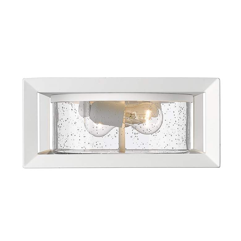 Image 3 Smyth 13 1/4" Wide Outdoor Flush Mount in Natural White with Seeded Gl more views