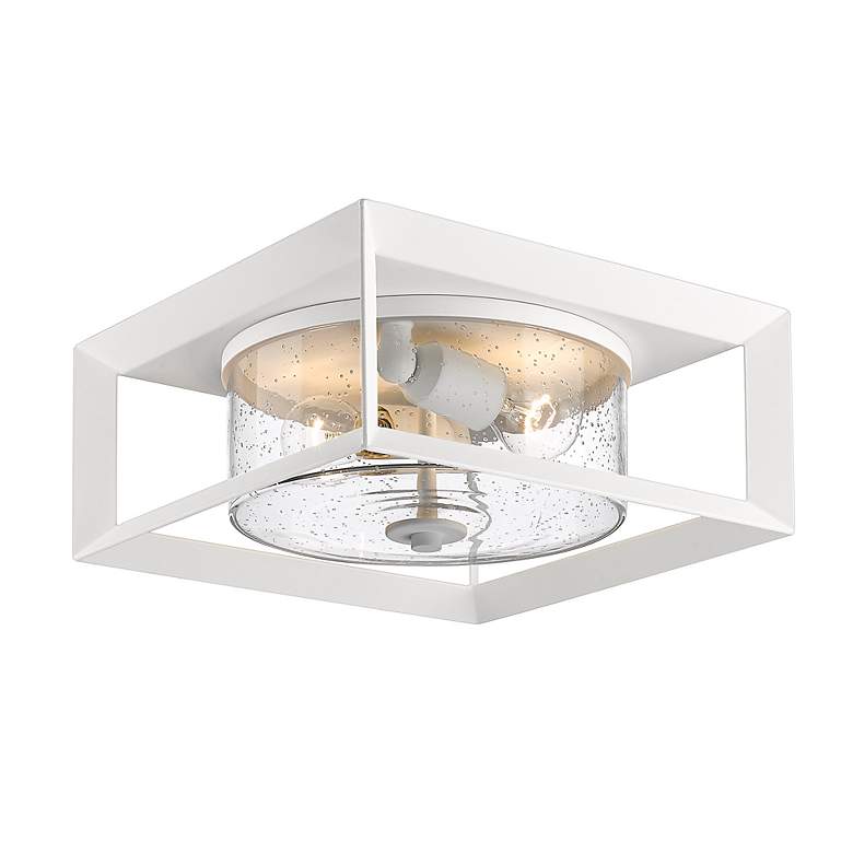 Image 4 Smyth 13 1/4" Wide Outdoor Flush Mount in Natural White with Seeded Gl more views