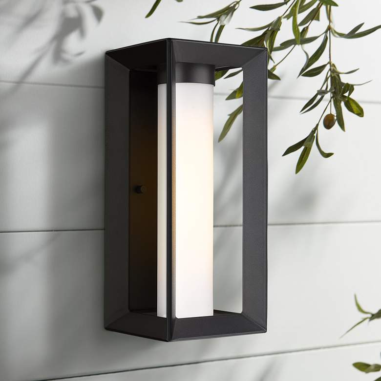 Image 1 Smyth 14" High Natural Black Opal Glass Outdoor Wall Light
