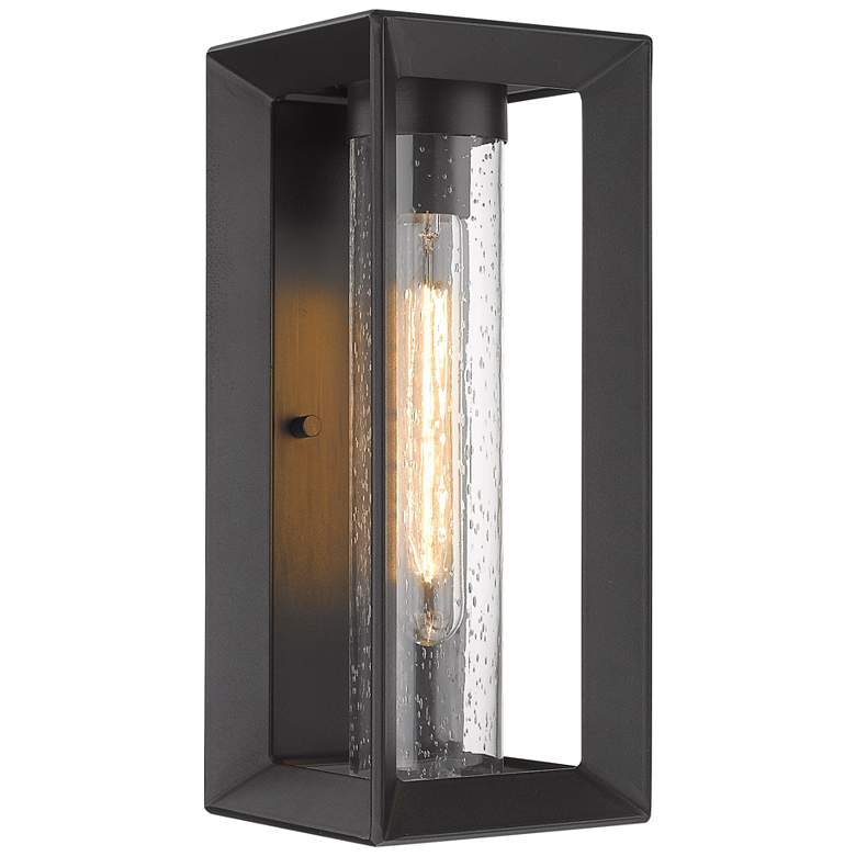 Image 2 Smyth 14" High Natural Black Seeded Glass Outdoor Wall Light