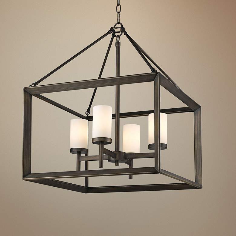 Image 1 Smyth 21" Wide Gunmetal Bronze 4-Light Chandelier